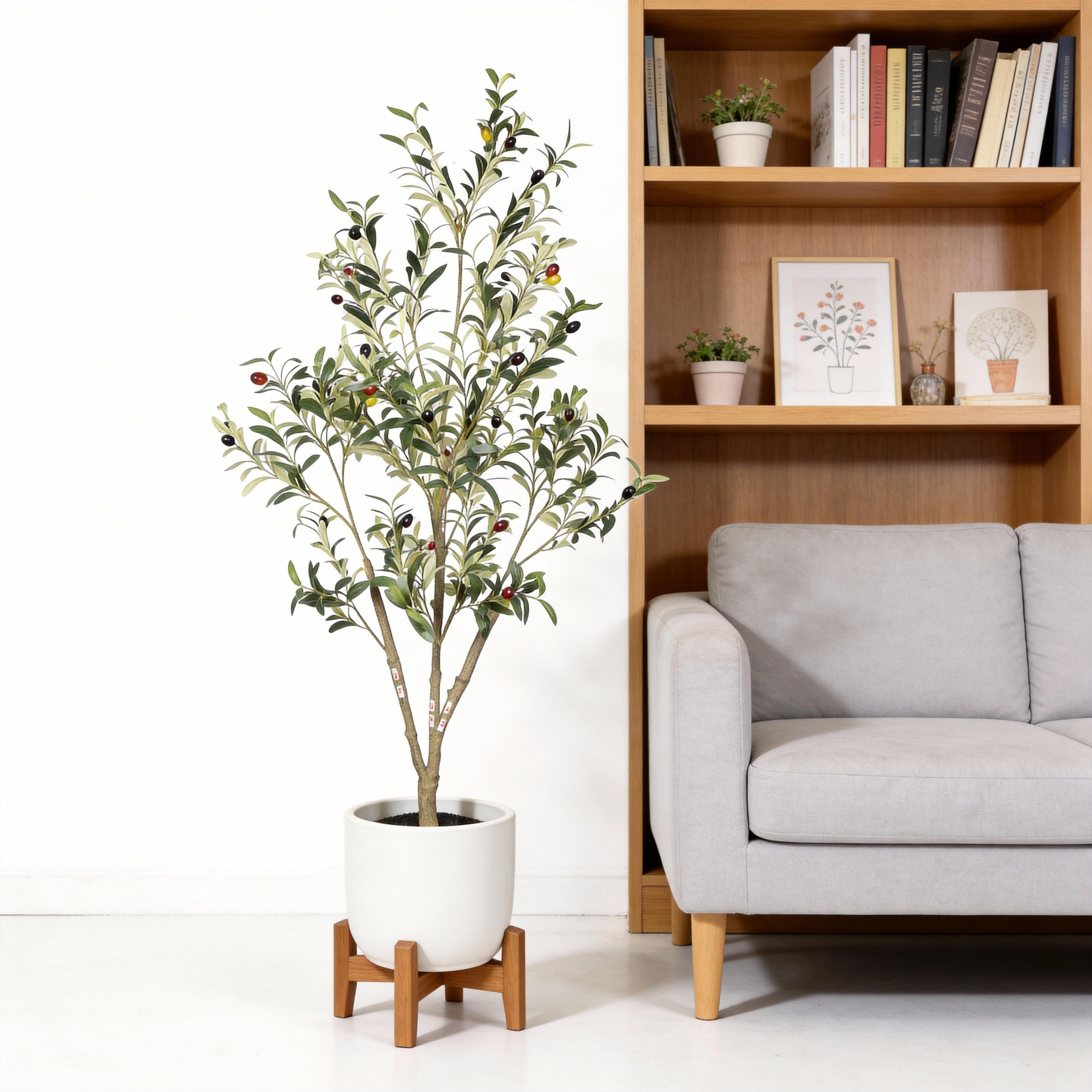 5 Artificial Olive Tree In Black Plastic Pot 1Pc Set