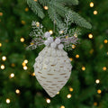 5 Cedar And Berries White Finial Christmas Ornament