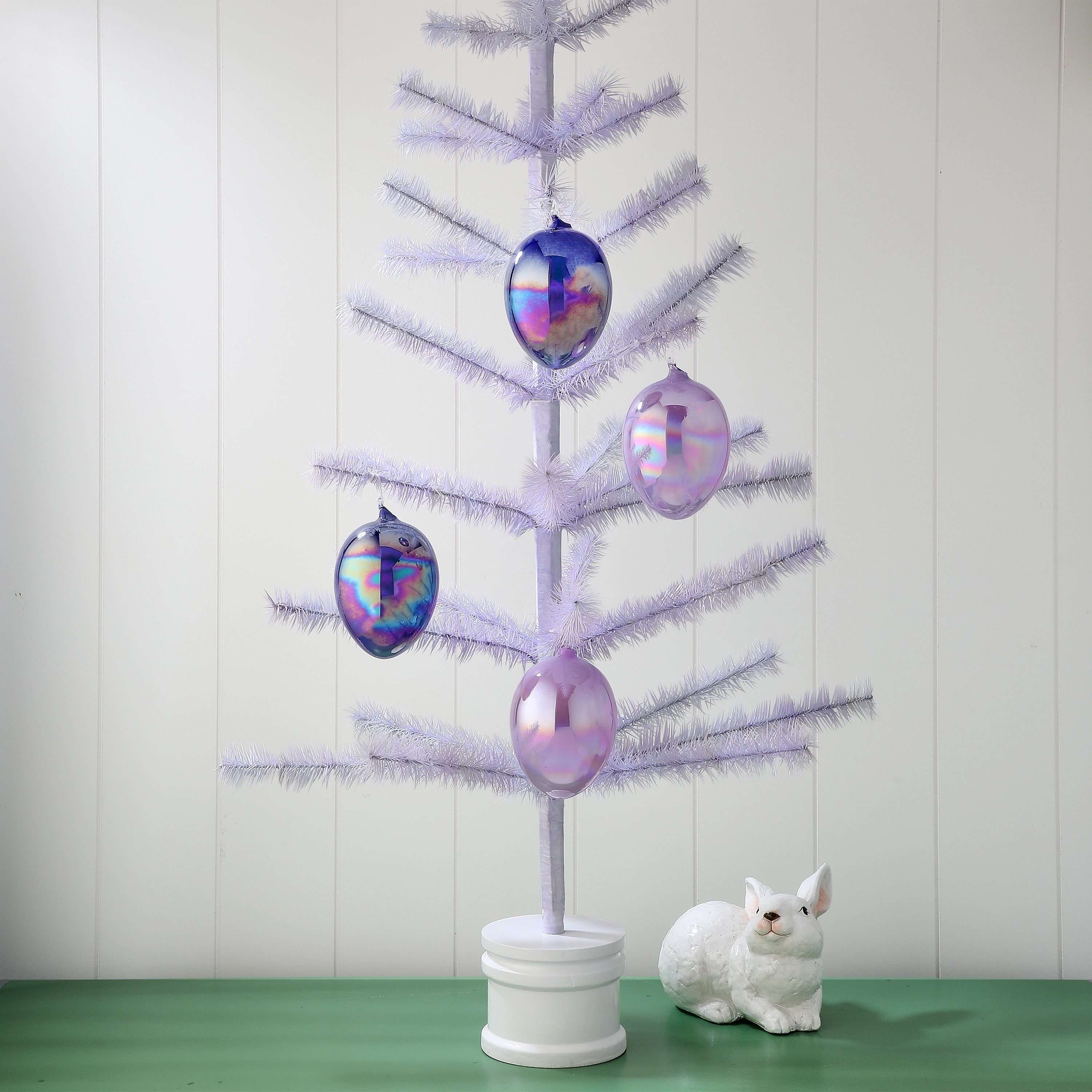5 Iridescent Glass Egg Ornament Box Of 4