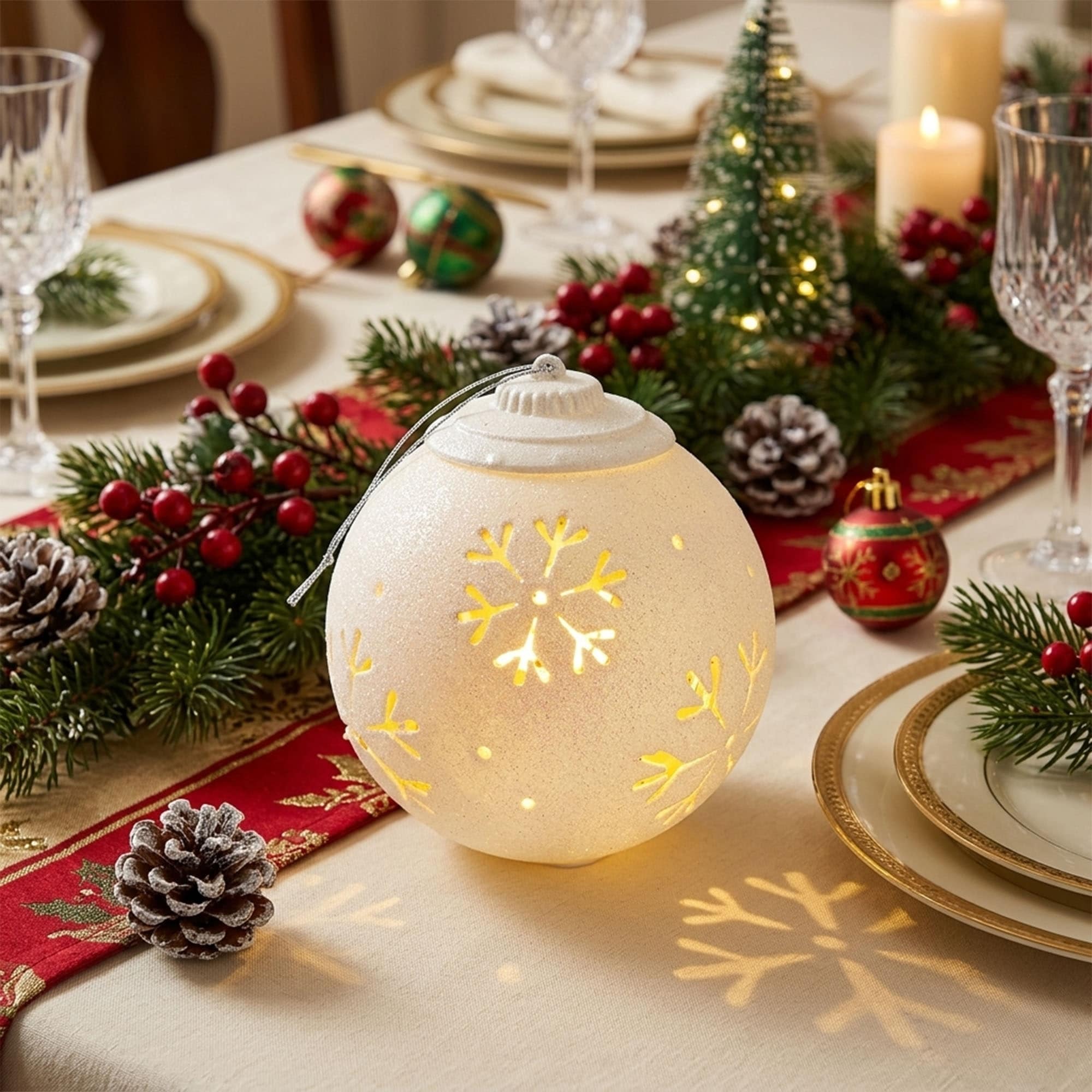 5 Led Lighted White Snowflake Cut Out Hanging Christmas Ornament