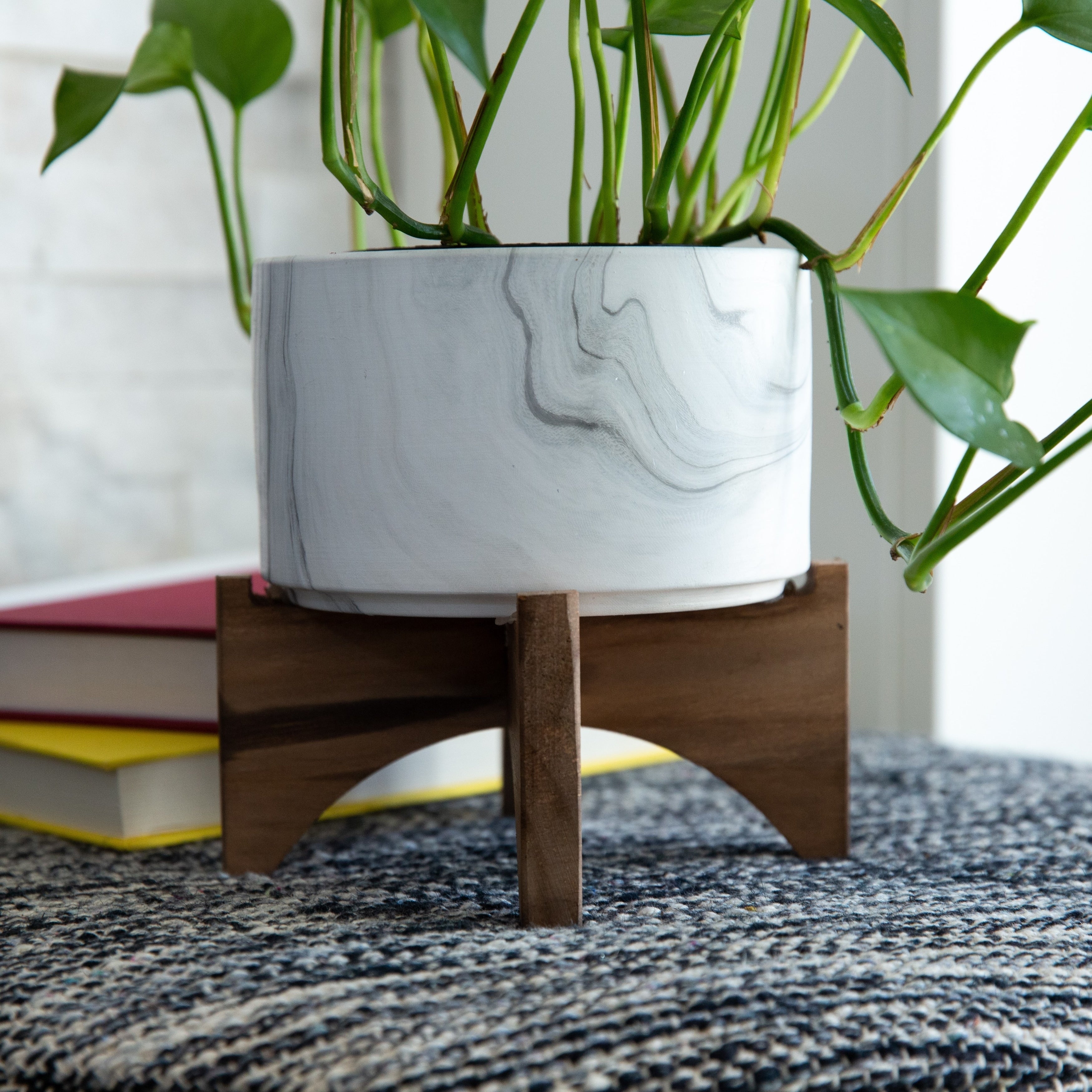 5 Marble Finish Ceramic On Wood Stand