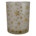 5 Matte Silver And Gold Stars And Snowflakes Flameless Glass Candle Holder