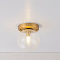 5 Modern 1 Light Flush Mount In Brass Finish Ceiling Light With Clear Seeded Bubble Glass Globe Shade