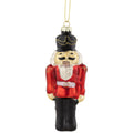 4 Red And Black Nutcracker Hanging Glass Christmas Ornament