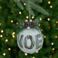 5 White Frosted Noel With Holly And Berries Glass Christmas Ornament