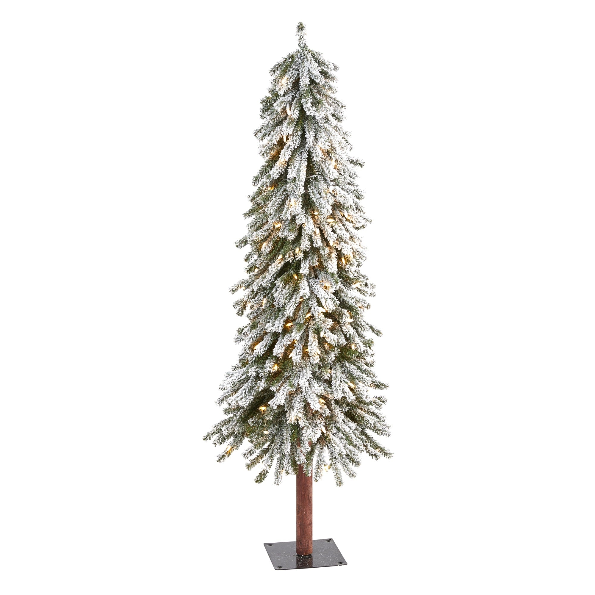 5 Flocked Grand Alpine Christmas Tree With 200 Clear Lights Green