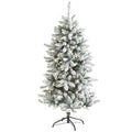 5 Flocked Livingston Fir Christmas Tree With 200 Clear Lights Green
