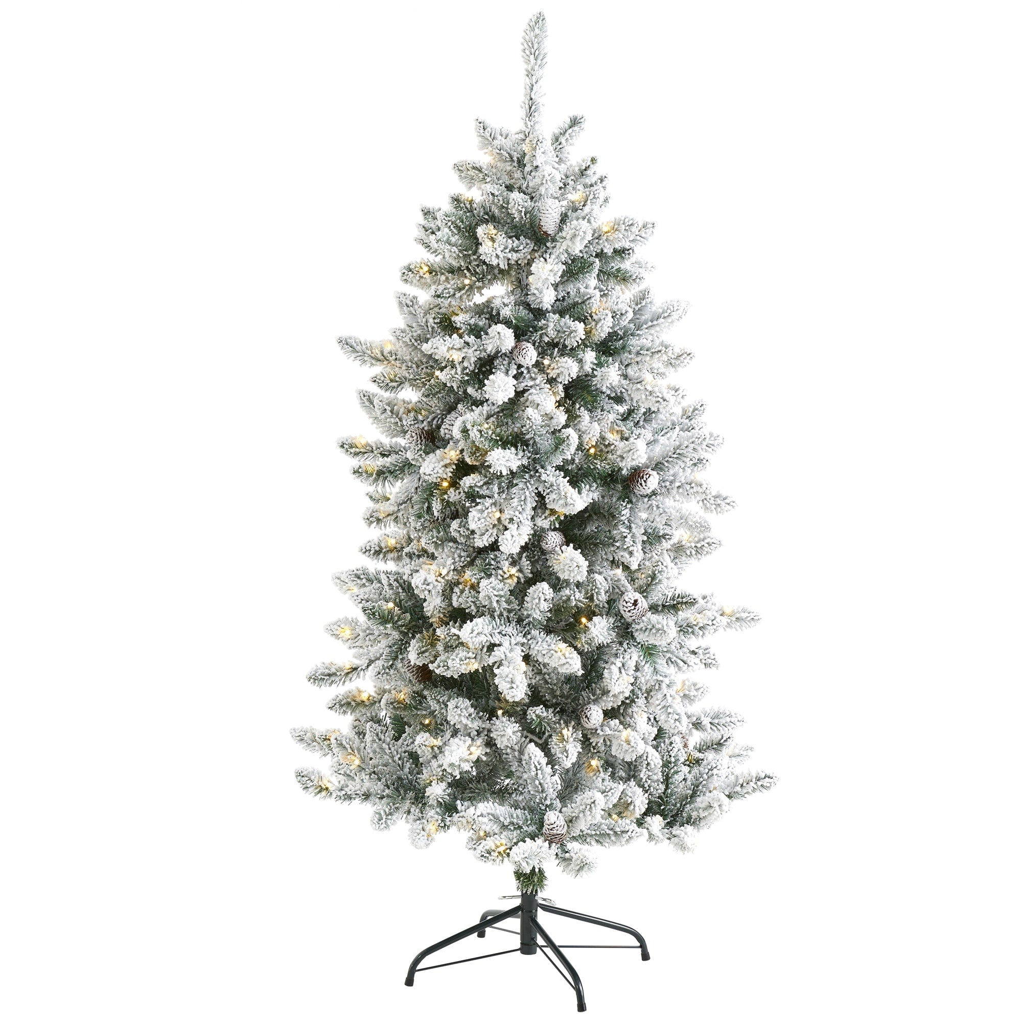 5 Flocked Livingston Fir Christmas Tree With 200 Clear Lights Green