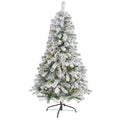 5 Flocked Rock Springs Spruce Christmas Tree With 150 Clear Led Green