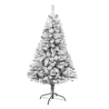5 Flocked White River Mountain Pine Christmas Tree With Pinecones Green