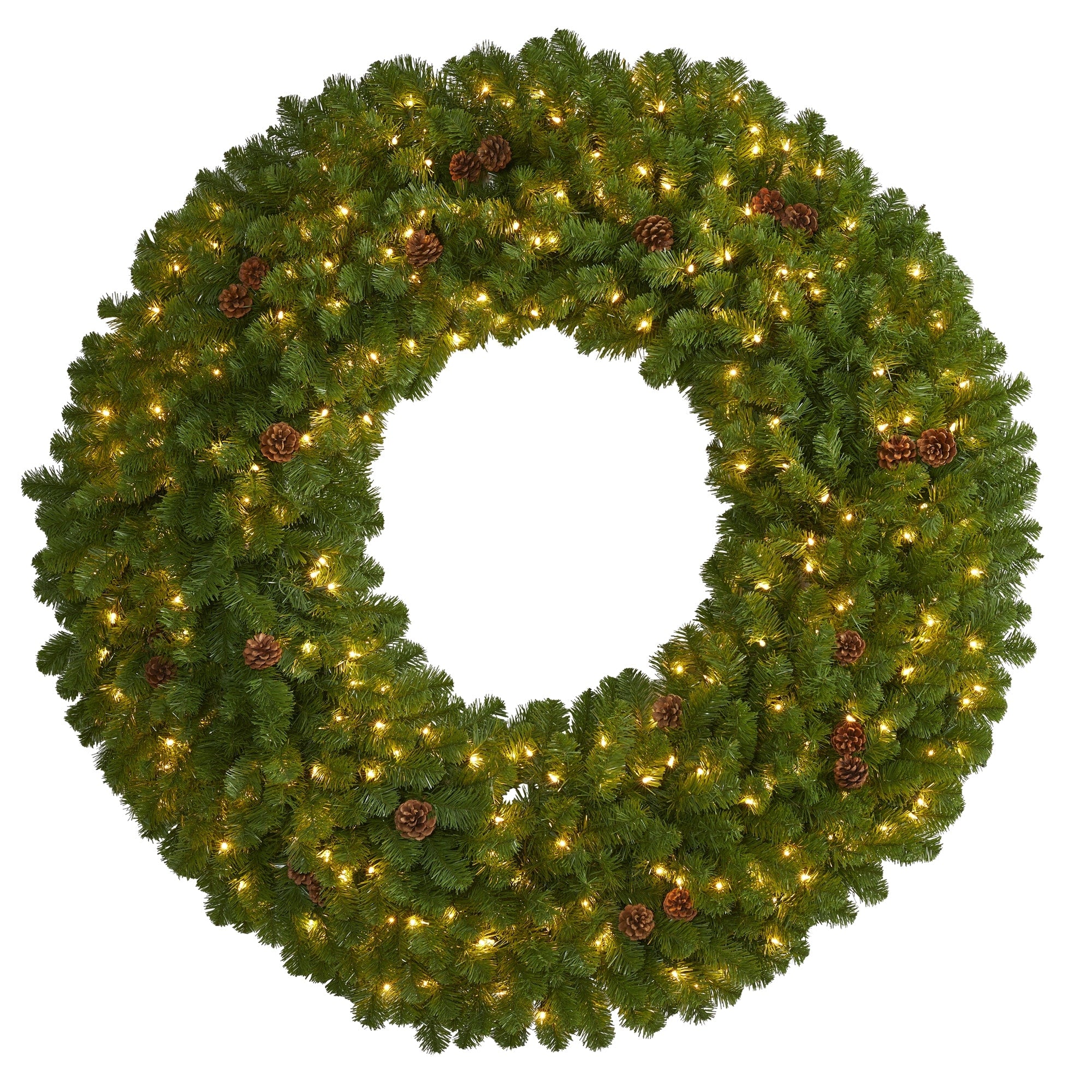 5 Giant Christmas Wreath With 280 Warm White Lights And Pine Cones