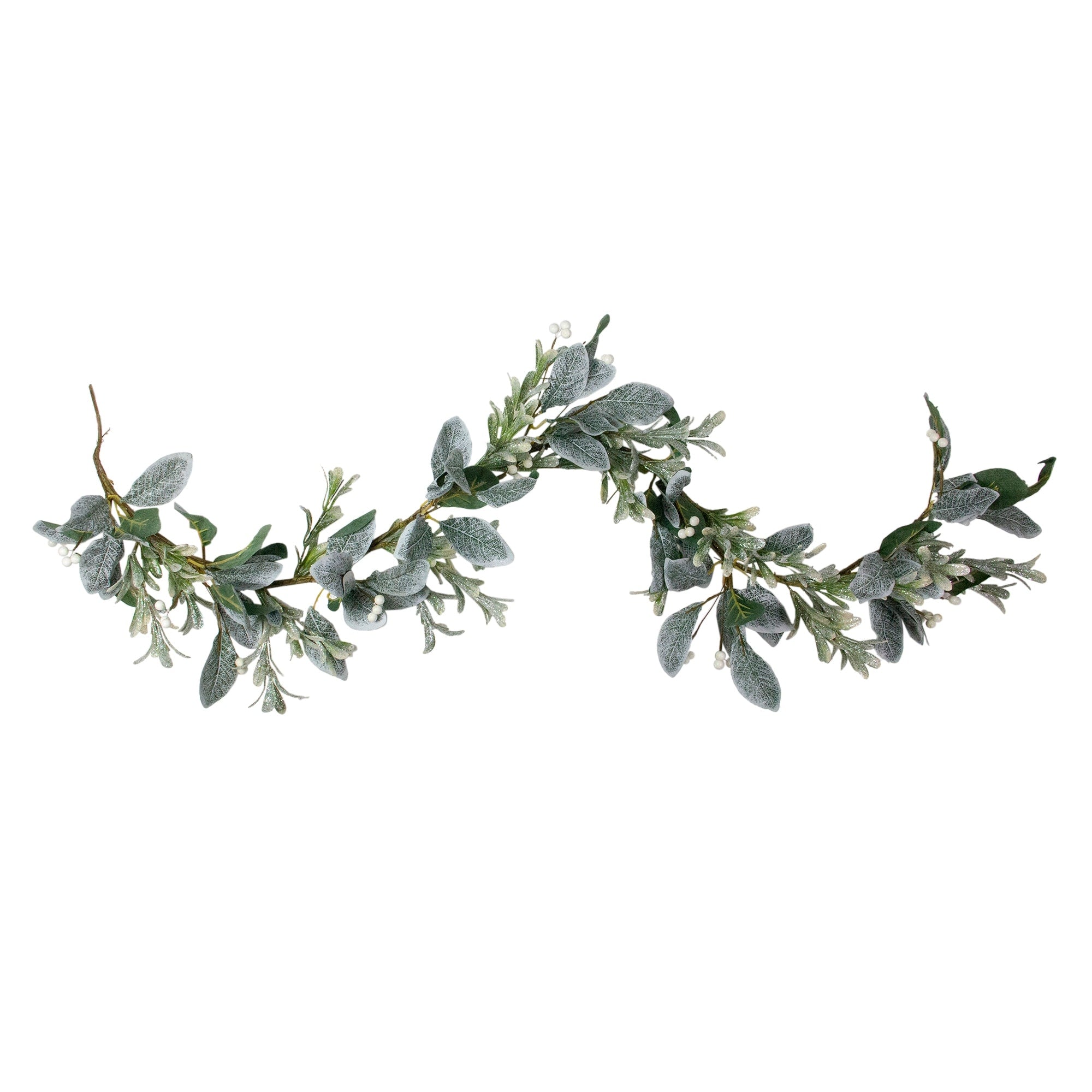5 Iced Leaves And Winter Berries Artificial Christmas Garland Unlit Green N A
