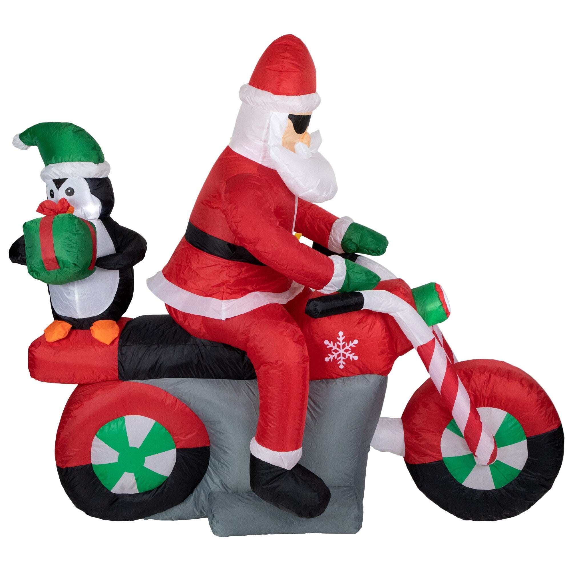 6.5 Inflatable Santa Claus On Motorcycle Lighted Christmas Yard Art Decoration