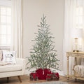 5 Pre Lit Flocked Alpine Coral Artificial Christmas Tree Warm White Lights