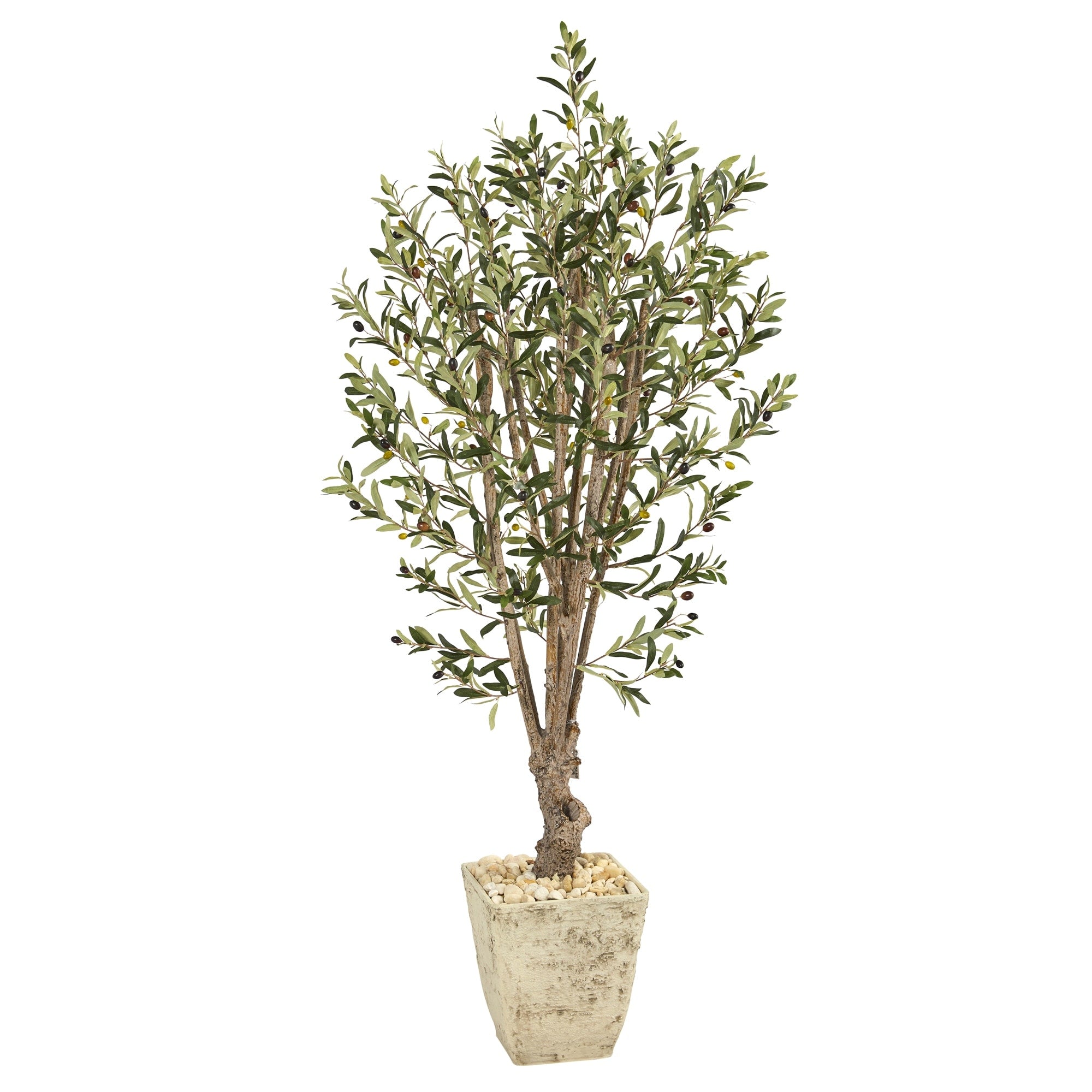 5 Olive Artificial Tree In Country White Planter