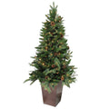 5 Pre Lit Mixed Winter Pine Potted Artificial Christmas Tree Clear Lights Green