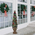 5 Led And Fiber Optic Lighted Christmas Topiary In Gold Pot Outdoor Decoration
