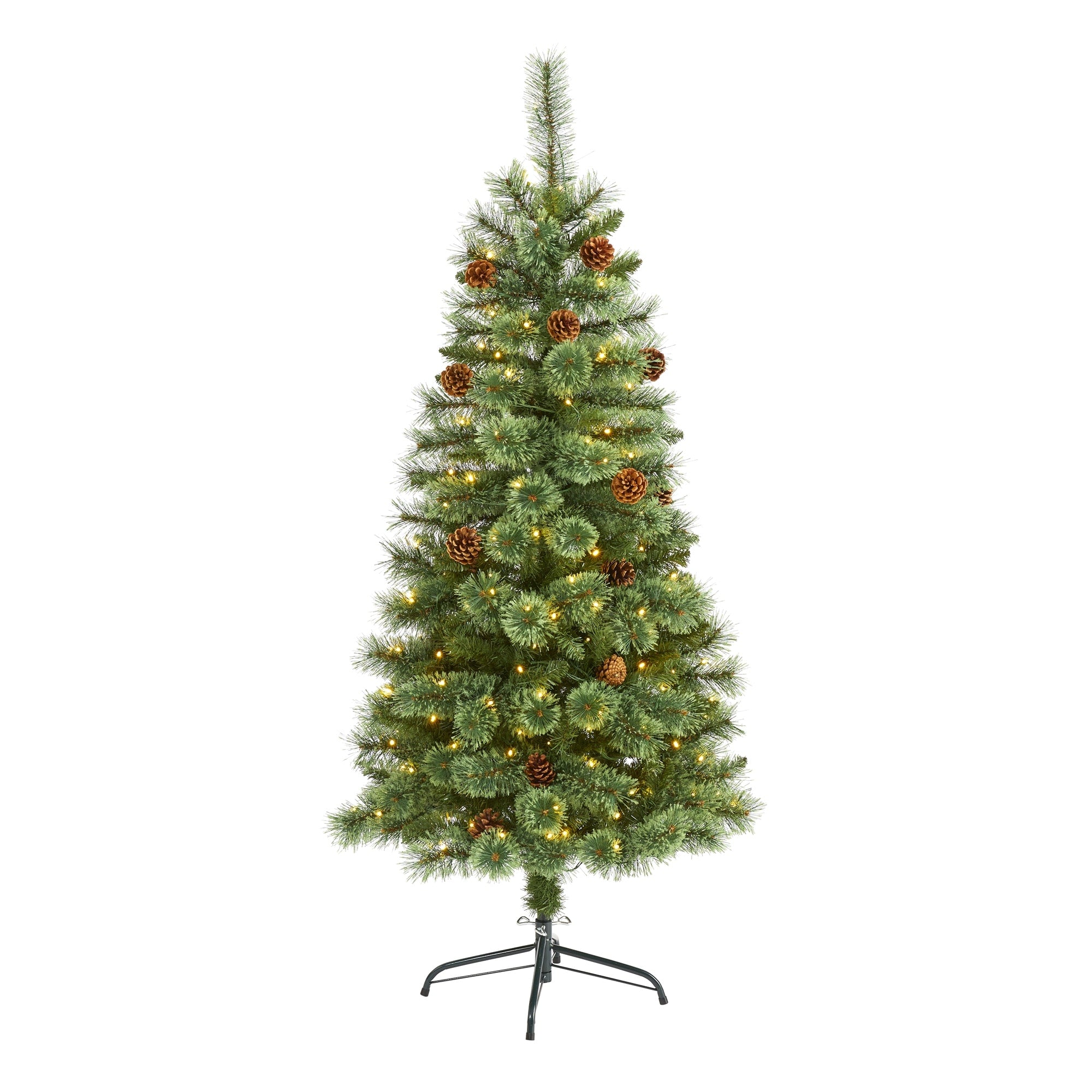 5 White Mountain Pine Christmas Tree With 200 Clear Led Lights Green