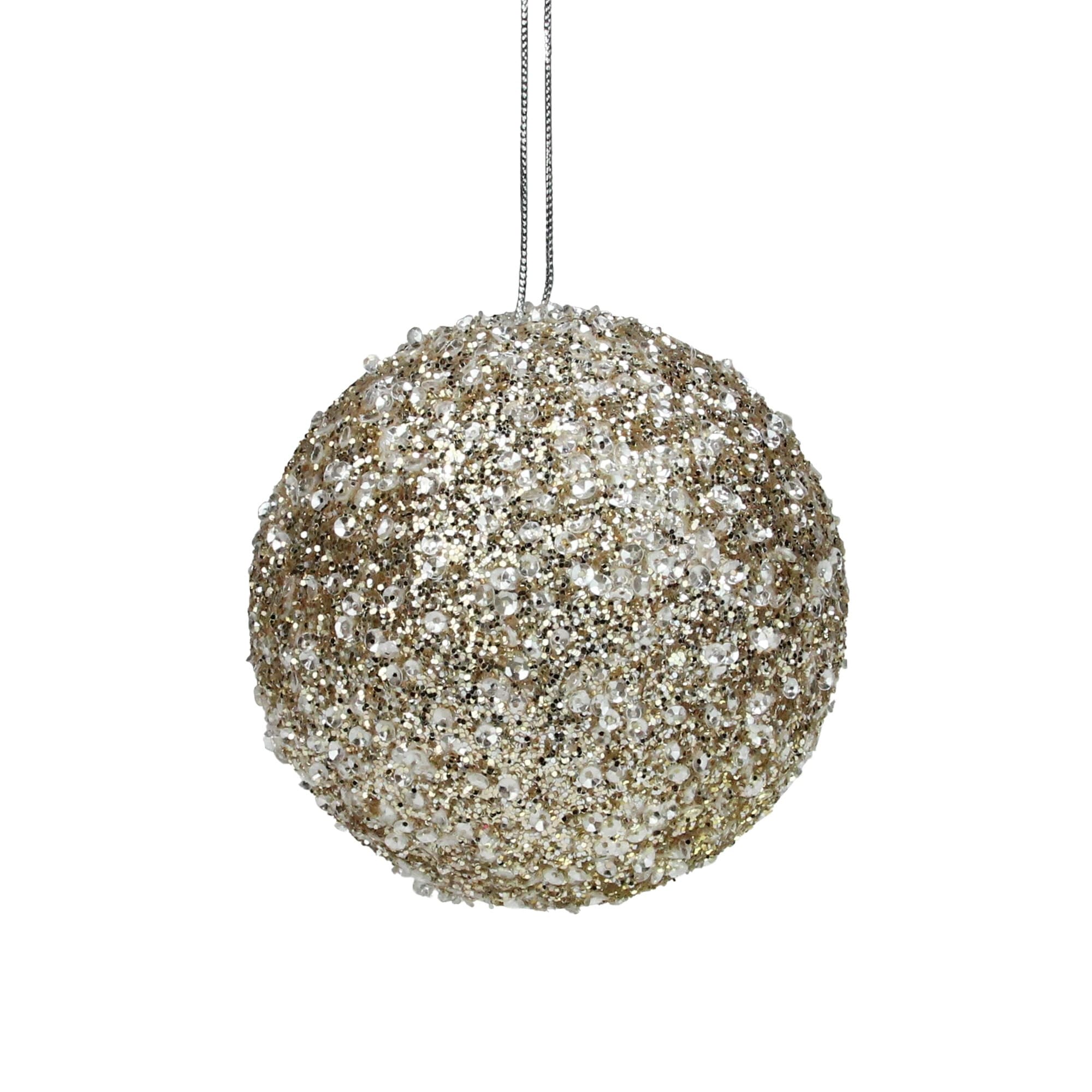 5 Gold And Silver Sequin Ball Christmas Ornament N A