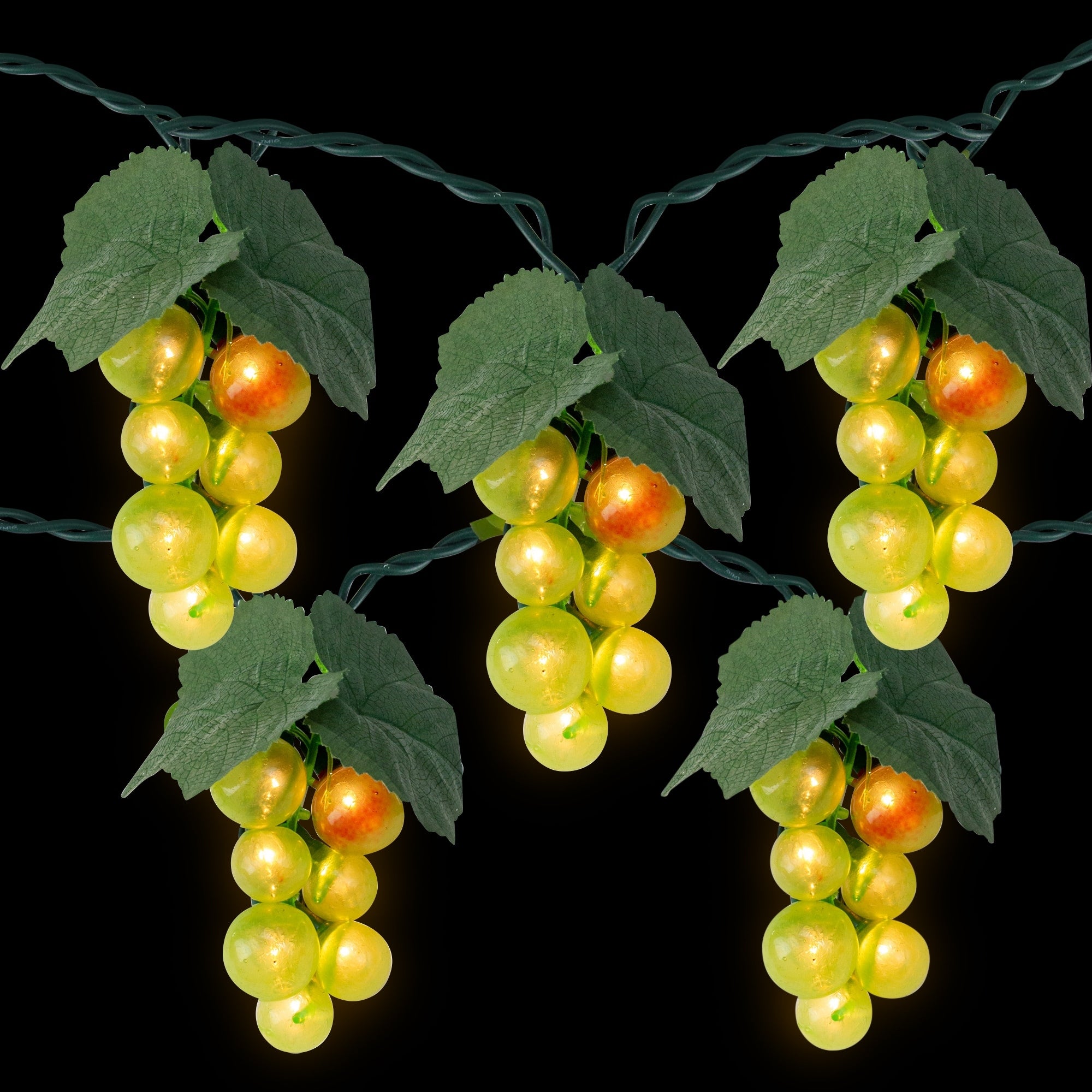 Green Grape Summer Patio Light Set 5 Clusters 35 Lights