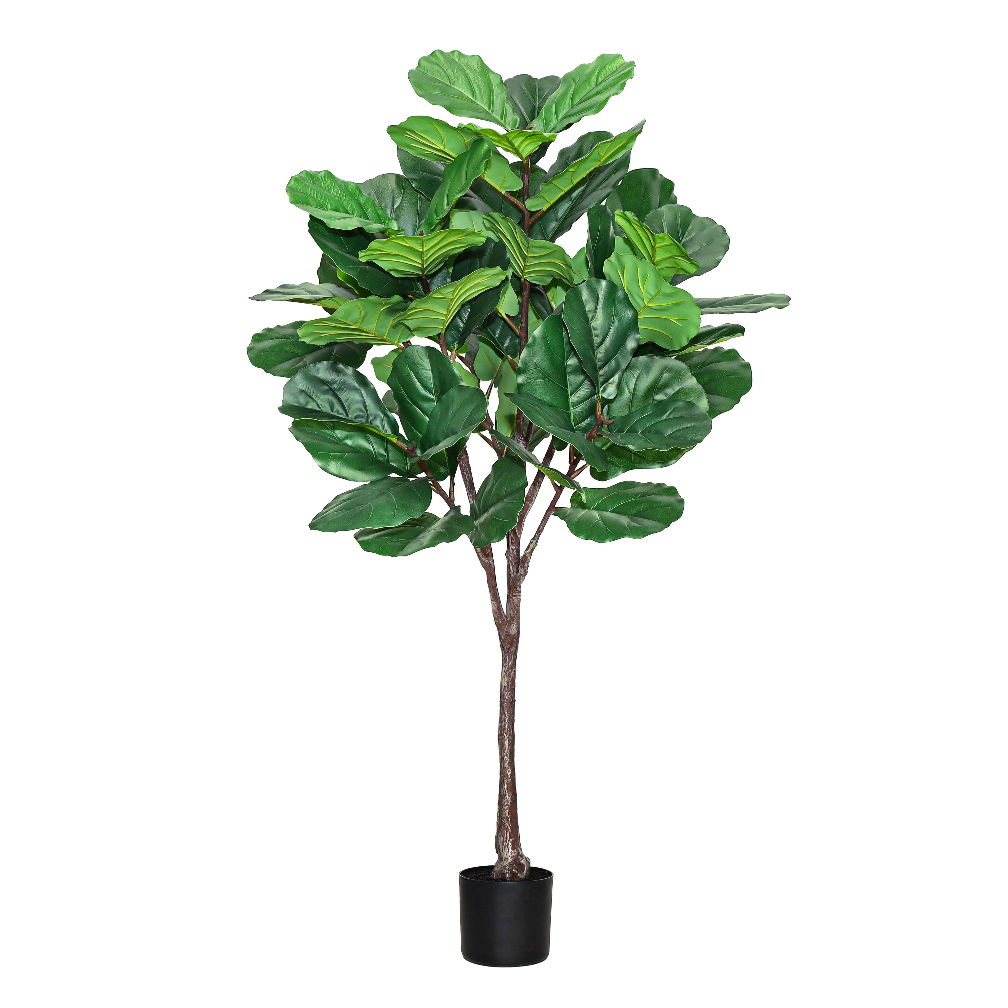5Ft Artificial Fiddle Leaf Fig Tree Plant In Black Pot 60 H X 27 W X 27 Dp