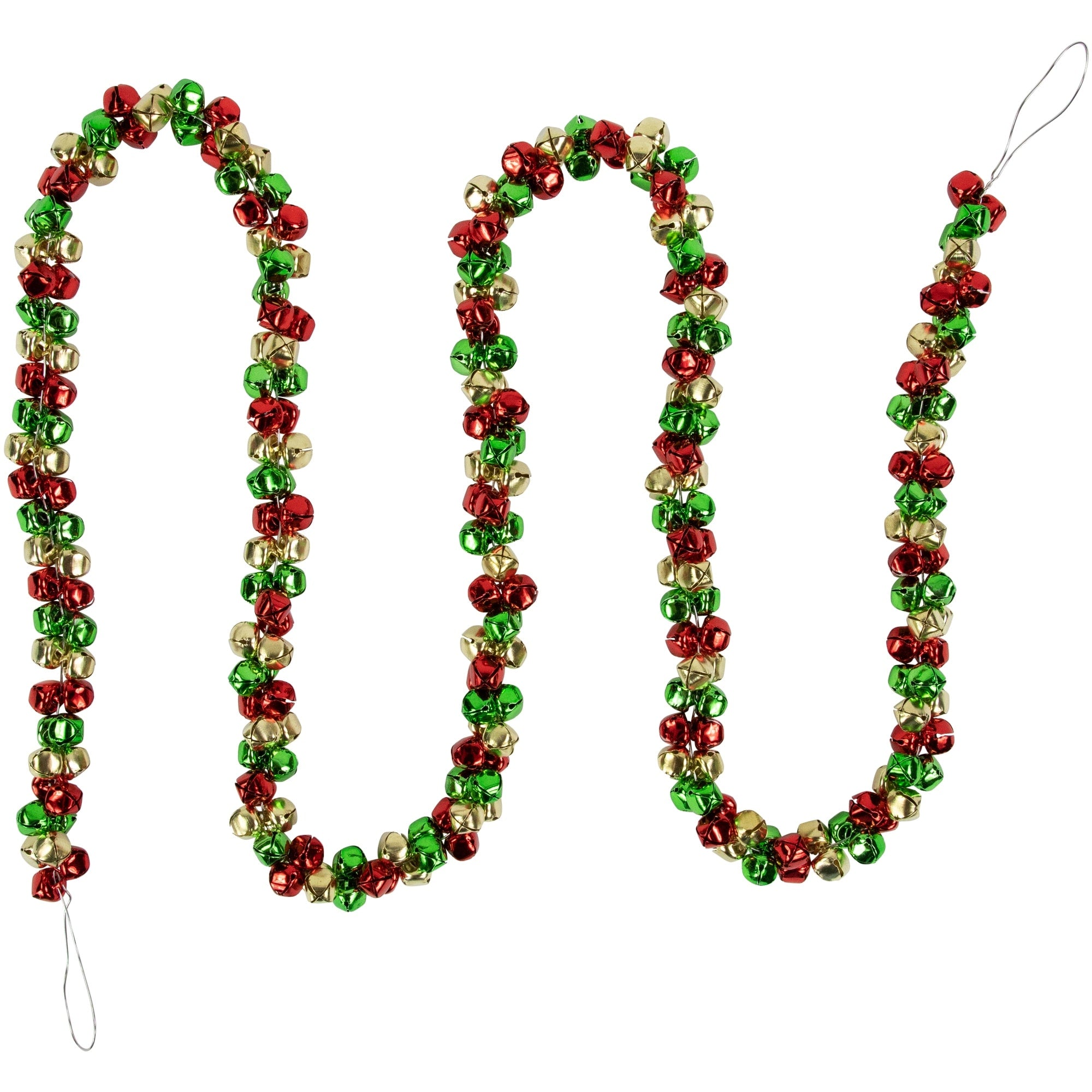 5 Red Green And Gold Jingle Bell Christmas Garland