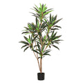 5Ft Real Touch Green Red Dracaena Tree Plant In Black Pot 60 H X 30 W X 30 Dp