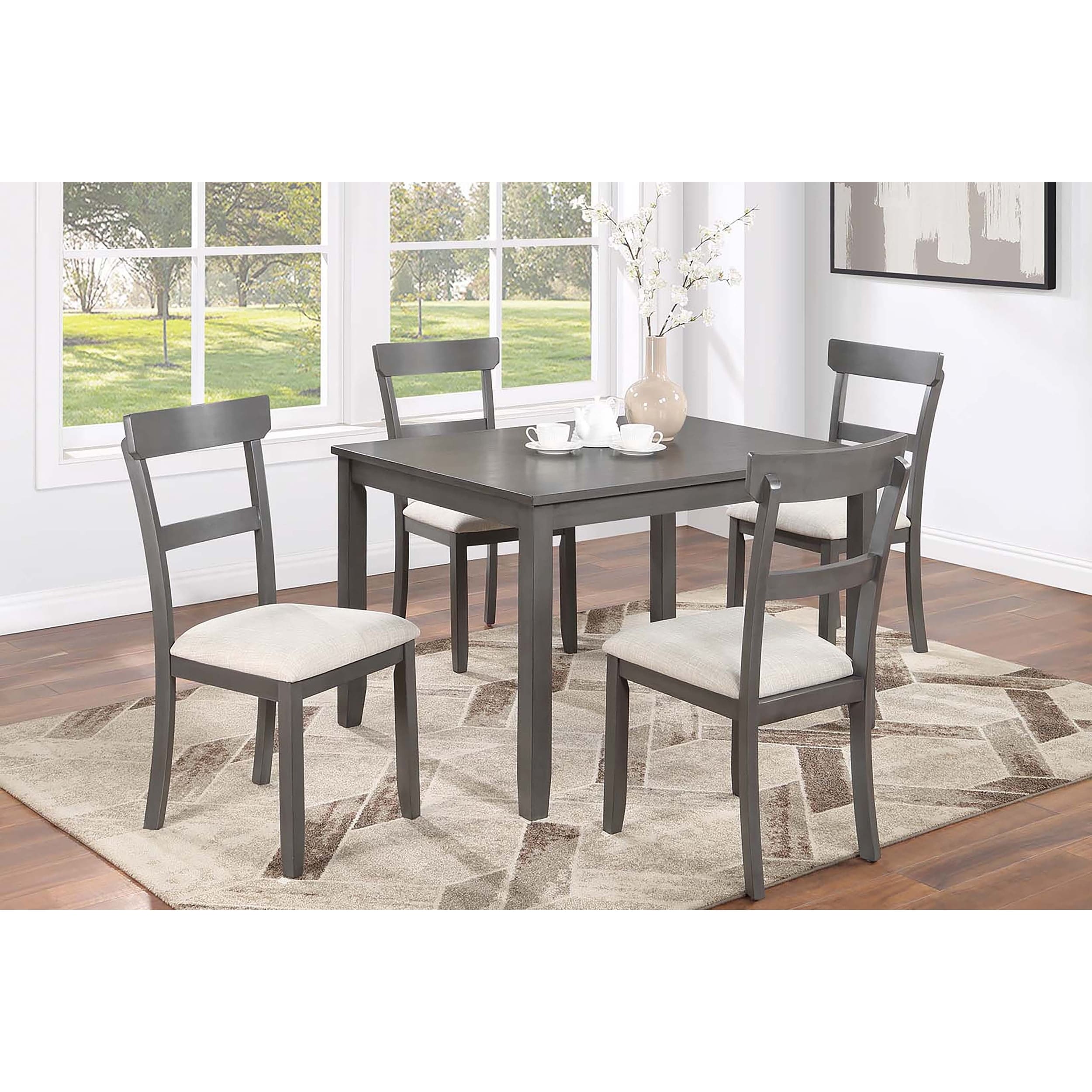 5Pc Contemporary Dining Room Set Gray Finish Ladded Backrest