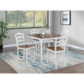 5Pc Counter Height Dining Room Set Ladder Back White And Oak Finish