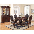5Pc Dining Table Set Crown Molding Round Table Cherry Finish