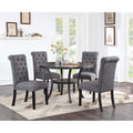 5Pc Dining Table Set Round Table Black And Charcoal Finish