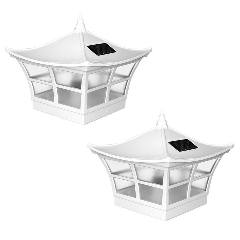 5X5 White Pvc Ambience Solar Post Cap Set Of 2