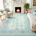 5X7 8X10 9X12 Boho Oushak Indoor Area Rug Soft Faux Wool Washable