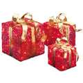 6 Inch 8 Inch And 10 Inch Assorted Red Sisal Gift Boxes With 20 20 And 35 Clear Indoor Outdoor Lights