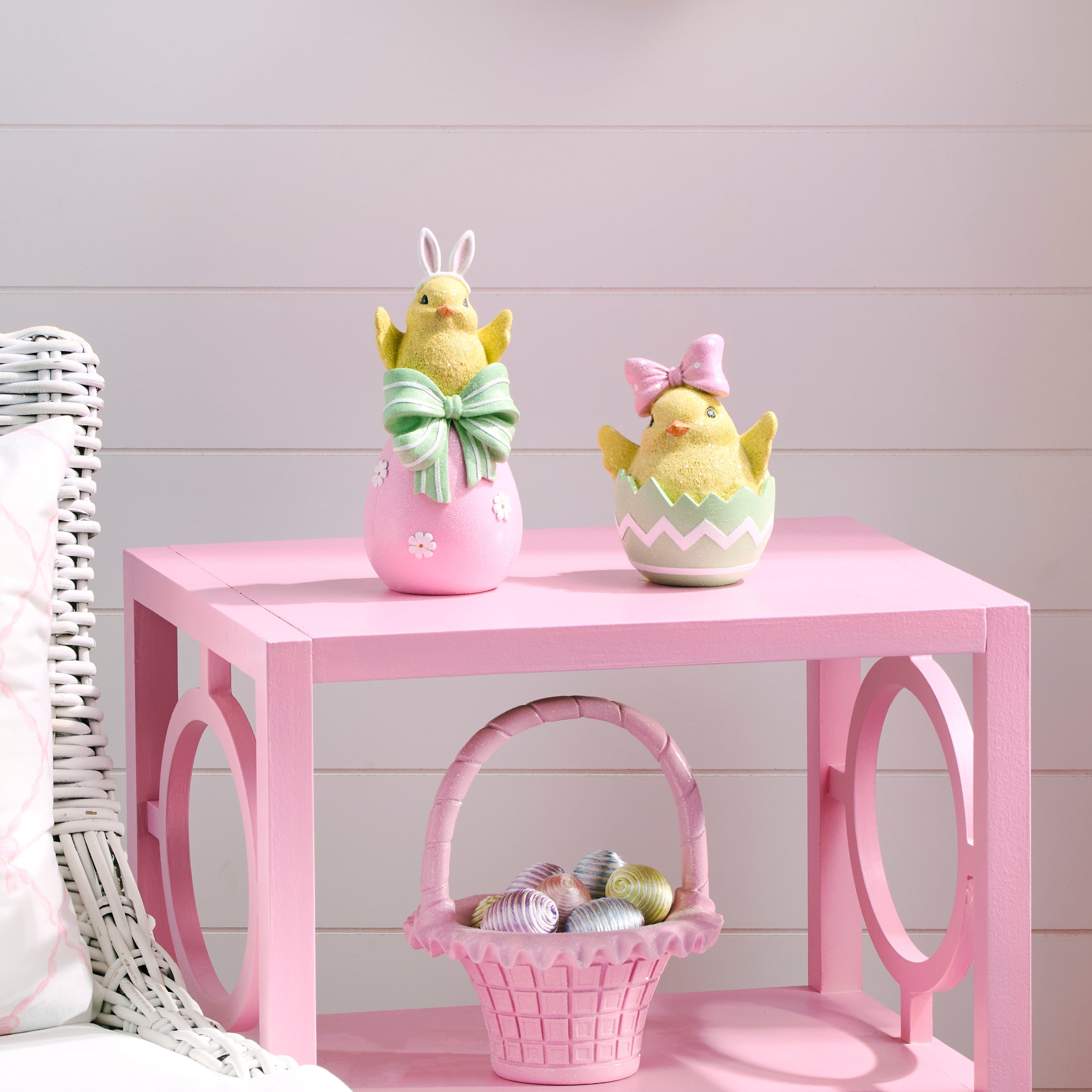 6 9 Resin Chick On Egg Set Of 2