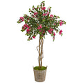 Nearly Natural Bougainvillea Pink Green Brown 6 Foot Artificial Tree In Farmhouse Planter