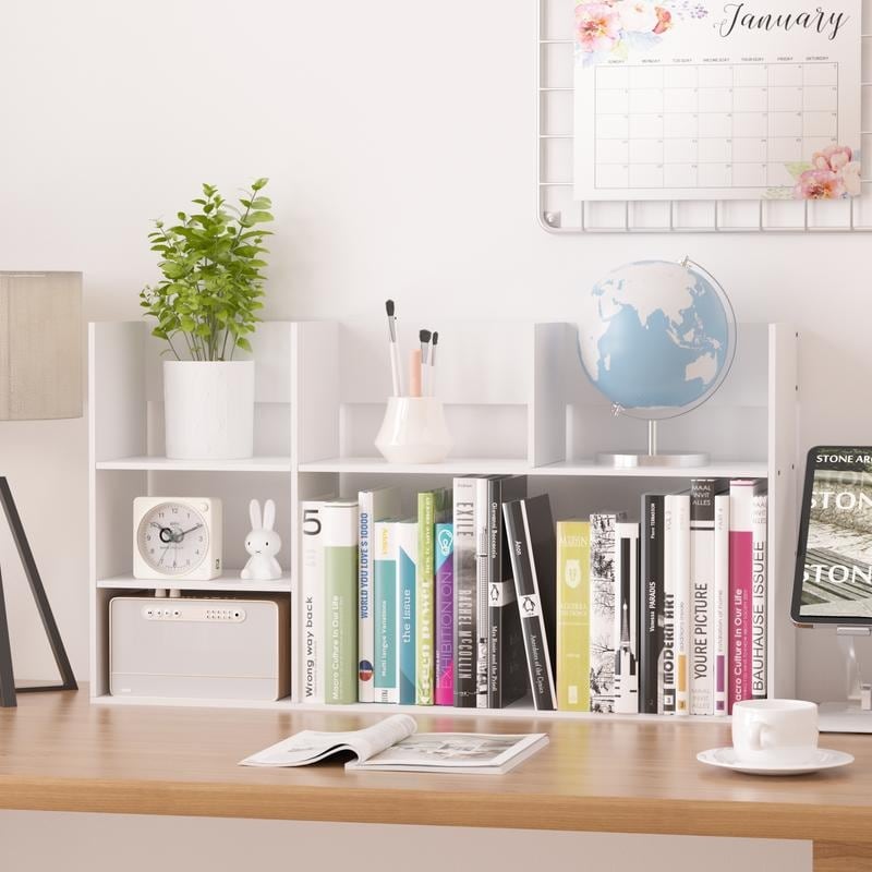 Dl Furniture 3 Compartment Wood Plastic Composite Desk Organizer Perfect Book Shelf Make Up Organizer Cookie Rack W Base