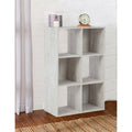 6 Cube Wooden Organizer With Grain Details Washed White
