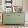 6 Drawer Double Dresser Modern Storage Cabinet With Metal Handles Solid Wood Legs Heavy Duty Wooden Dresser