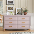6 Drawer Double Dresser Modern Storage Cabinet With Metal Handles Solid Wood Legs Heavy Duty Wooden Dresser With Pre Installed