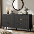 6 Drawer Dresser For Bedroom 53 Wide Boho Fluted Dresser