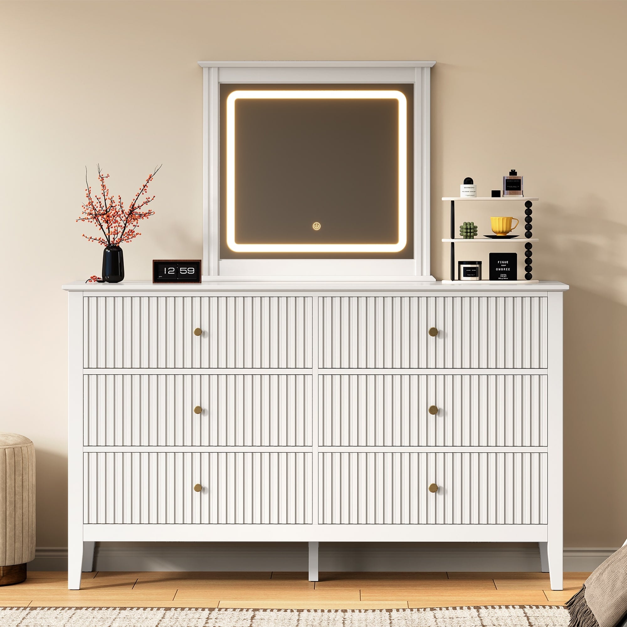 6 Drawer Dresser With Lighted Mirror