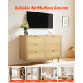 6 Drawer Rattan Dresser Chest Of Drawers With Metal Handles Clothing Organizer Side Cabinet Storage Cabinet