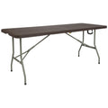 6 Foot Bi Fold Rattan Plastic Folding Table With Handle Event Table