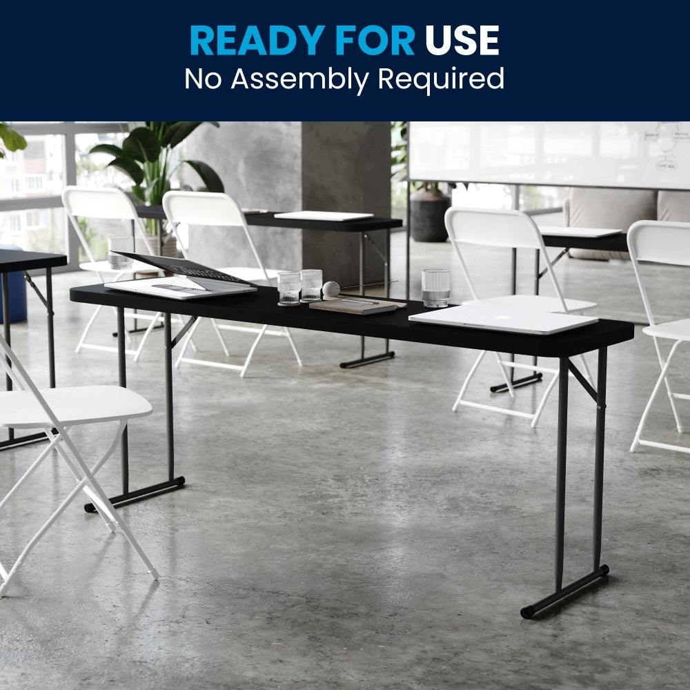 18 Inch X 72 Inch Granite White Plastic Folding Training Table