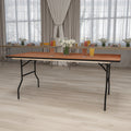 36 Inch X 72 Inch Rectangular Wood Folding Banquet Table With Clear Coated Finished Top