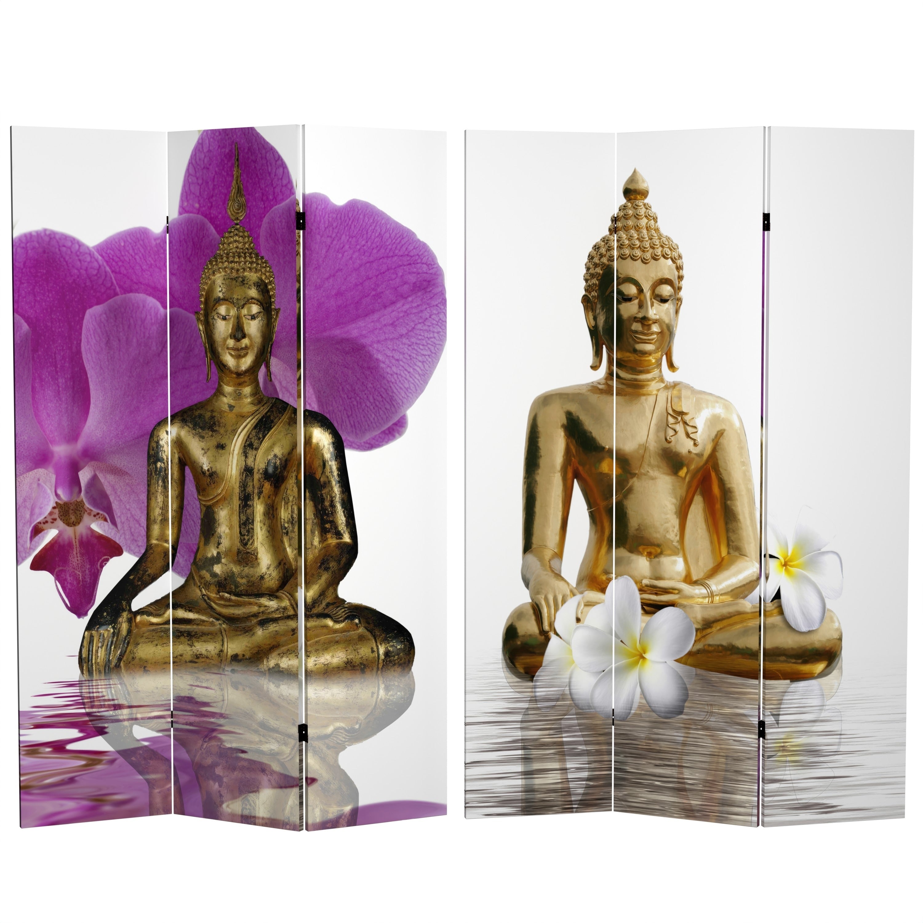 6 Foot Tall Canvas Double Sided Thai Buddha Room Divider