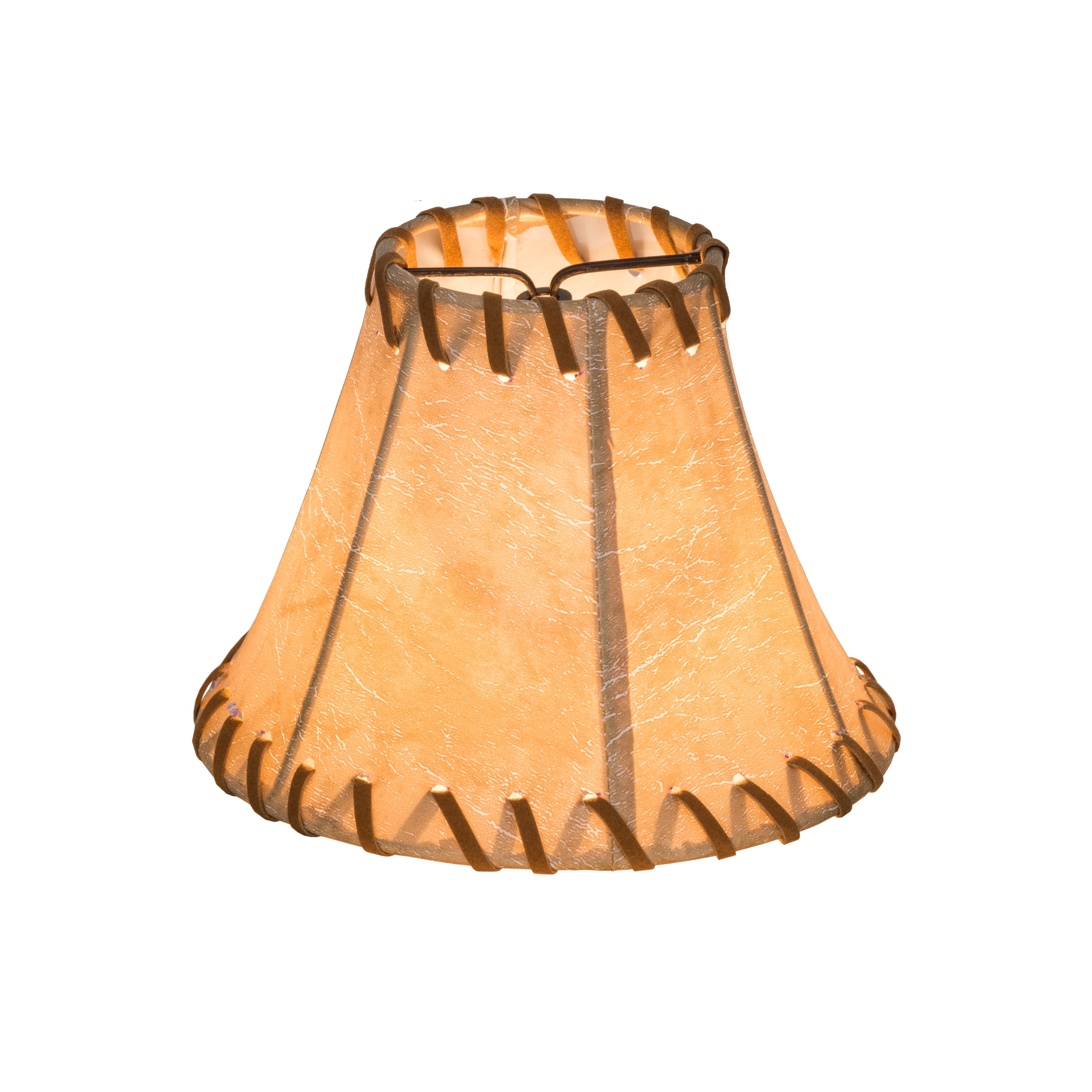 6 In. Wide X 4.5 In. High Faux Leather Tan Hexagon Shade
