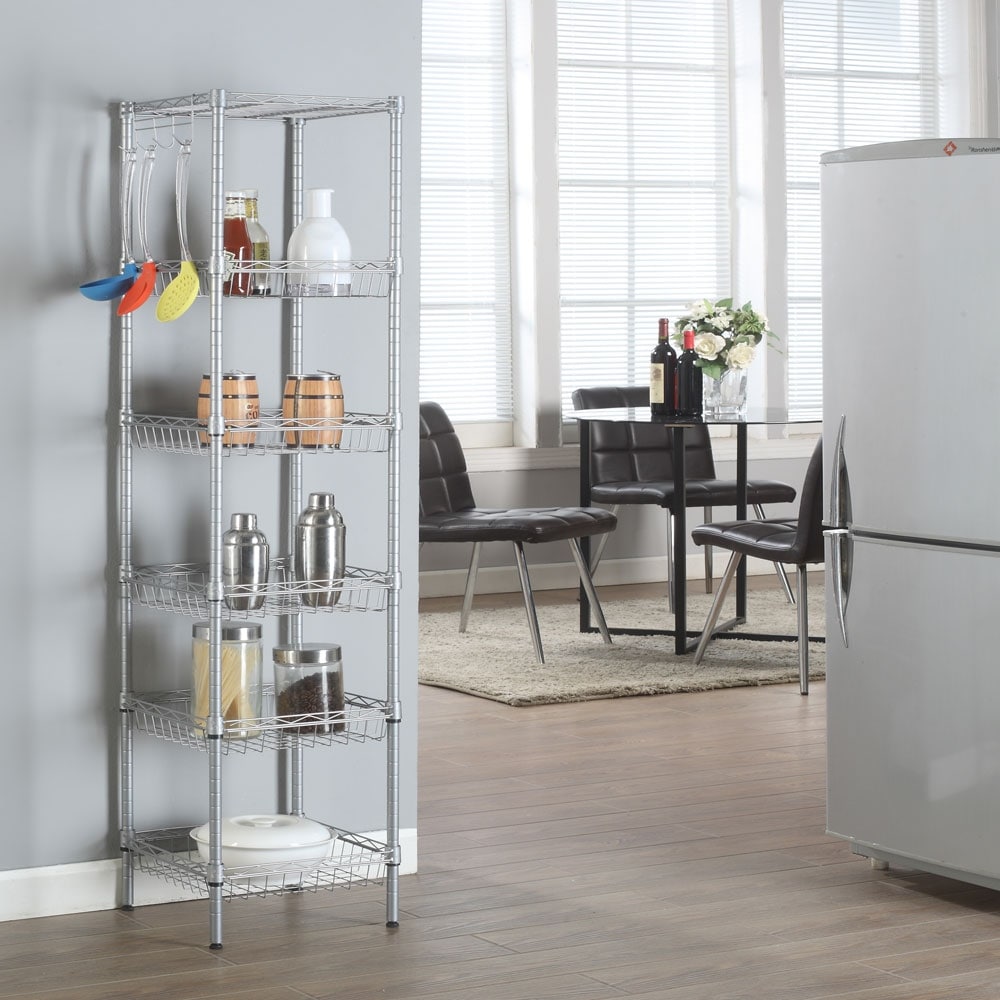 6 Layers Carbon Steel Pp Storage Rack Silver Gray
