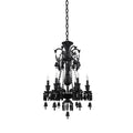 6 Light Black Chandelier With Black Crystals